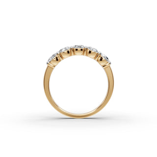 1.25 ct Round Lab Grown Diamond Five Stone Band in yellow gold, view 2