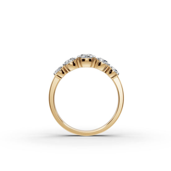1.25 ct Round Lab Grown Diamond Five Stone Ring in yellow gold, view 2