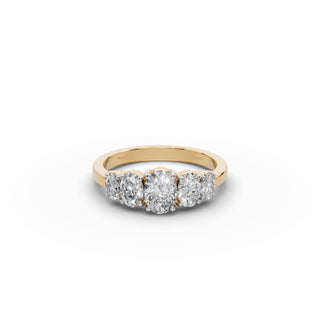 1.28 ct Oval Lab Grown Diamond Five Stone Ring in yellow gold, front view
