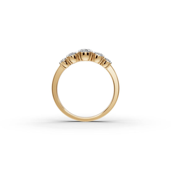 1.28 ct Oval Lab Grown Diamond Five Stone Ring in yellow gold, view 2