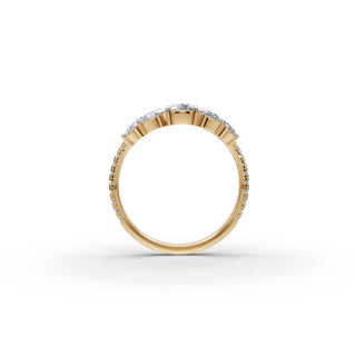 1.402 ct Pear and Round Lab Grown Diamond Band in yellow gold, view 2
