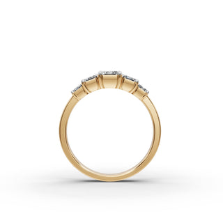 1.5 ct Emerald Lab Grown Diamond Five Stone Ring in yellow gold, view 2