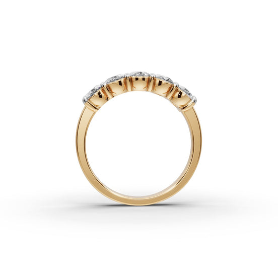 1.5 ct Oval Lab Grown Diamond Five Stone Band in yellow gold, view 2