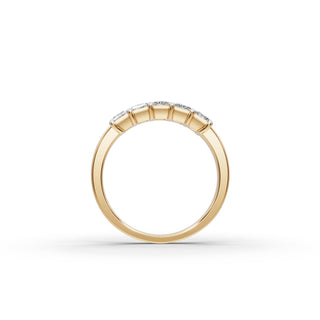 1.5 ct Radiant Lab Grown Diamond Five Stone Band in yellow gold, view 2