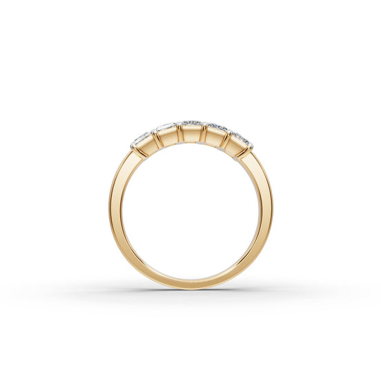 1.5 ct Radiant Lab Grown Diamond Five Stone Band in yellow gold, view 2