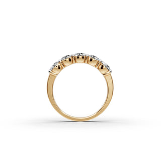 1.5 ct Round Lab Grown Diamond Five Stone Band in yellow gold, view 2