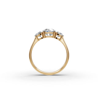 1.5 ct Round Lab Grown Diamond Three Stone Ring in yellow gold, view 2