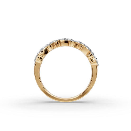 1.514 ct Pear and Round Lab Grown Diamond Band in yellow gold, view 2