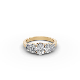 1.55 ct Oval Lab Grown Diamond Five Stone Ring in yellow gold, front view