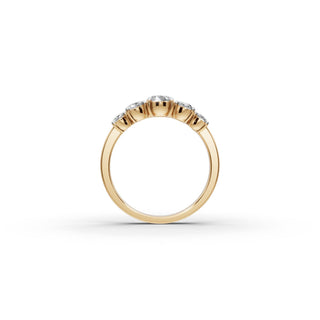 1.55 ct Oval Lab Grown Diamond Five Stone Ring in yellow gold, view 2