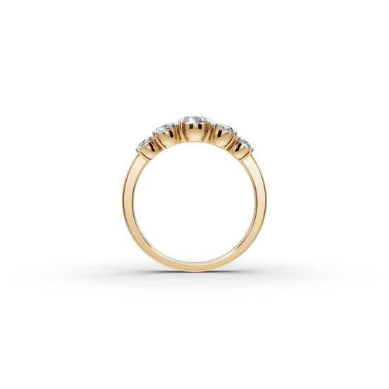 1.55 ct Oval Lab Grown Diamond Five Stone Ring in yellow gold, view 2