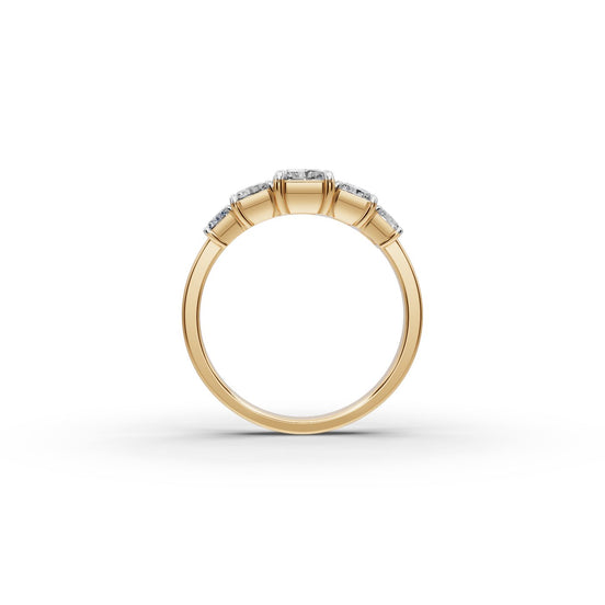 1.75 ct Radiant Lab Grown Diamond Five Stone Ring in yellow gold, view 2