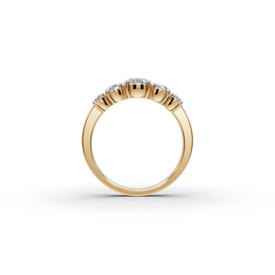 1.76 ct Oval Lab Grown Diamond Five Stone Ring in yellow gold, view 2