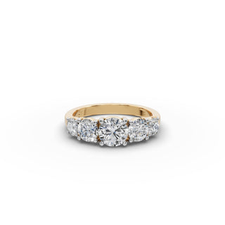 1.76 ct Round Lab Grown Diamond Five Stone Ring in yellow gold, front view