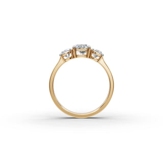 1.8 ct Oval Lab Grown Diamond Three Stone Ring in yellow gold, view 2