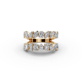 1.93 ct Mixed Shape Lab Grown Diamond Band in yellow gold, front view