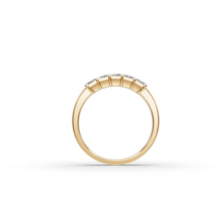 1 ct Emerald Lab Grown Diamond Five Stone Band in yellow gold, view 2