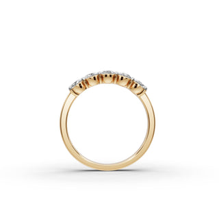1 ct Oval Lab Grown Diamond Five Stone Band in yellow gold, view 2