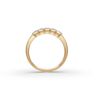 1 ct Radiant Lab Grown Diamond Five Stone Band in yellow gold, view 2