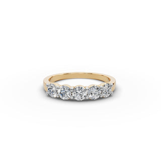 1 ct Round Lab Grown Diamond Five Stone Band in yellow gold, front view