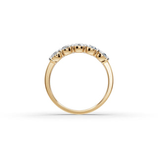 1 ct Round Lab Grown Diamond Five Stone Band in yellow gold, view 2