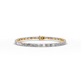 10.2 ct Emerald Lab Grown Diamond Tennis Bracelet in yellow gold, front view