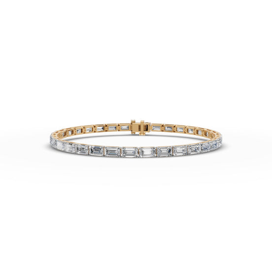10.2 ct Emerald Lab Grown Diamond Tennis Bracelet in yellow gold, front view