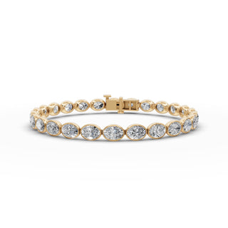 10.4 ct Oval Lab Grown Diamond Tennis Bracelet in yellow gold, front view