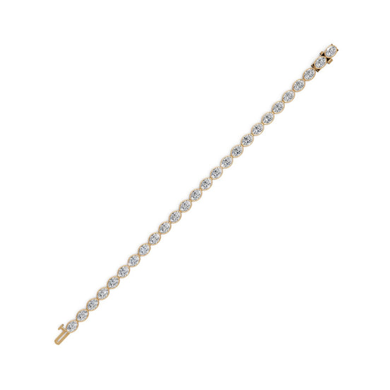 10.4 ct Oval Lab Grown Diamond Tennis Bracelet in yellow gold, view 2