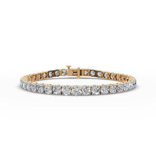 10.5 ct Round Lab Grown Diamond Tennis Bracelet in yellow gold, front view