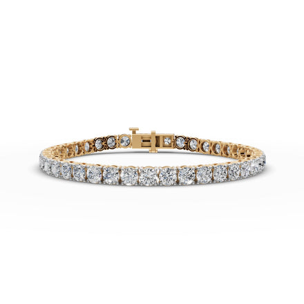10.5 ct Round Lab Grown Diamond Tennis Bracelet in yellow gold, front view