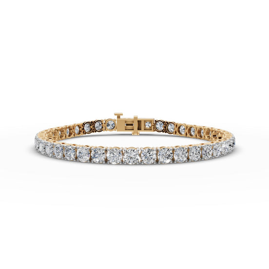 10.5 ct Round Lab Grown Diamond Tennis Bracelet in yellow gold, front view