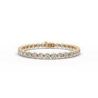 10.89 ct Round Lab Grown Diamond Tennis Bracelet in yellow gold, front view