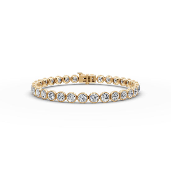 10.89 ct Round Lab Grown Diamond Tennis Bracelet in yellow gold, front view
