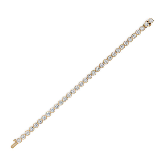 10.89 ct Round Lab Grown Diamond Tennis Bracelet in yellow gold, view 2