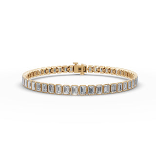 10 ct Emerald Lab Grown Diamond Tennis Bracelet in yellow gold, front view