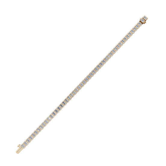 10 ct Emerald Lab Grown Diamond Tennis Bracelet in yellow gold, view 2