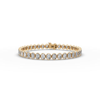 10 ct Oval Lab Grown Diamond Tennis Bracelet in yellow gold, front view