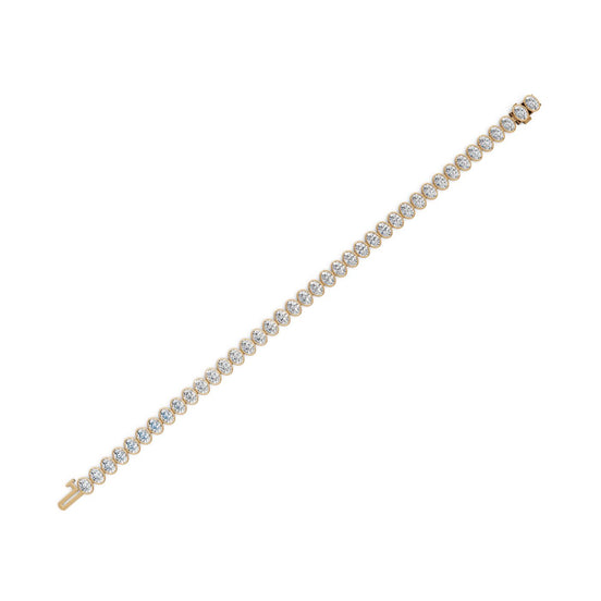 10 ct Oval Lab Grown Diamond Tennis Bracelet in yellow gold, view 2
