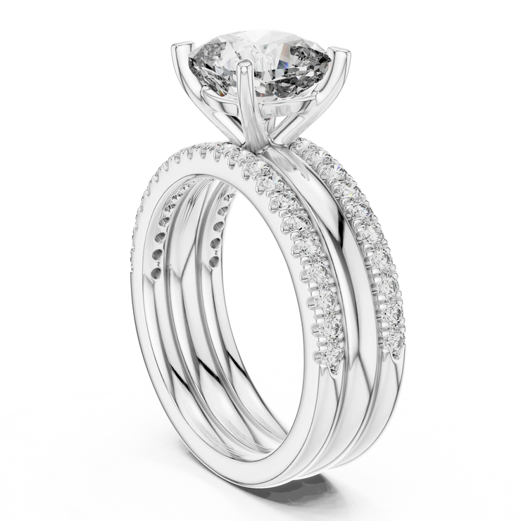 Cushion Lab Grown Diamond Triple-Row Engagement Ring