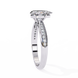 Silver ring with a diamond on a white background