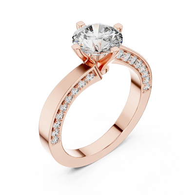 round diamond crossover pavé ring in rose gold
