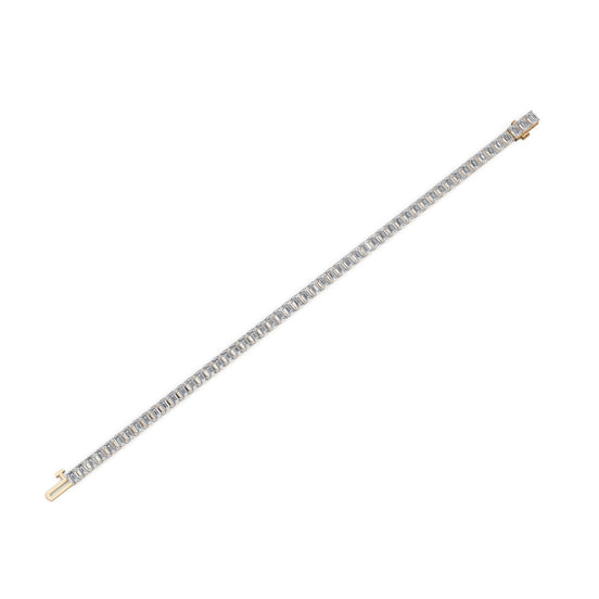 12.42 ct Emerald Lab Grown Diamond Tennis Bracelet in yellow gold, view 2