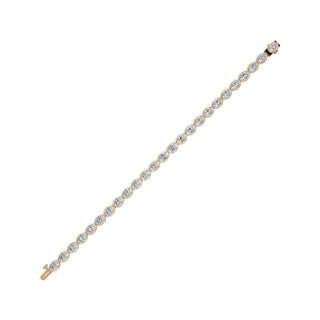 12.5 ct Oval Lab Grown Diamond Tennis Bracelet in yellow gold, view 2