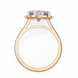Rose gold ring with a diamond on a white background