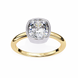 Gold ring with a large diamond on a white background