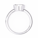 Clear glass ring with silver metal base on a white background