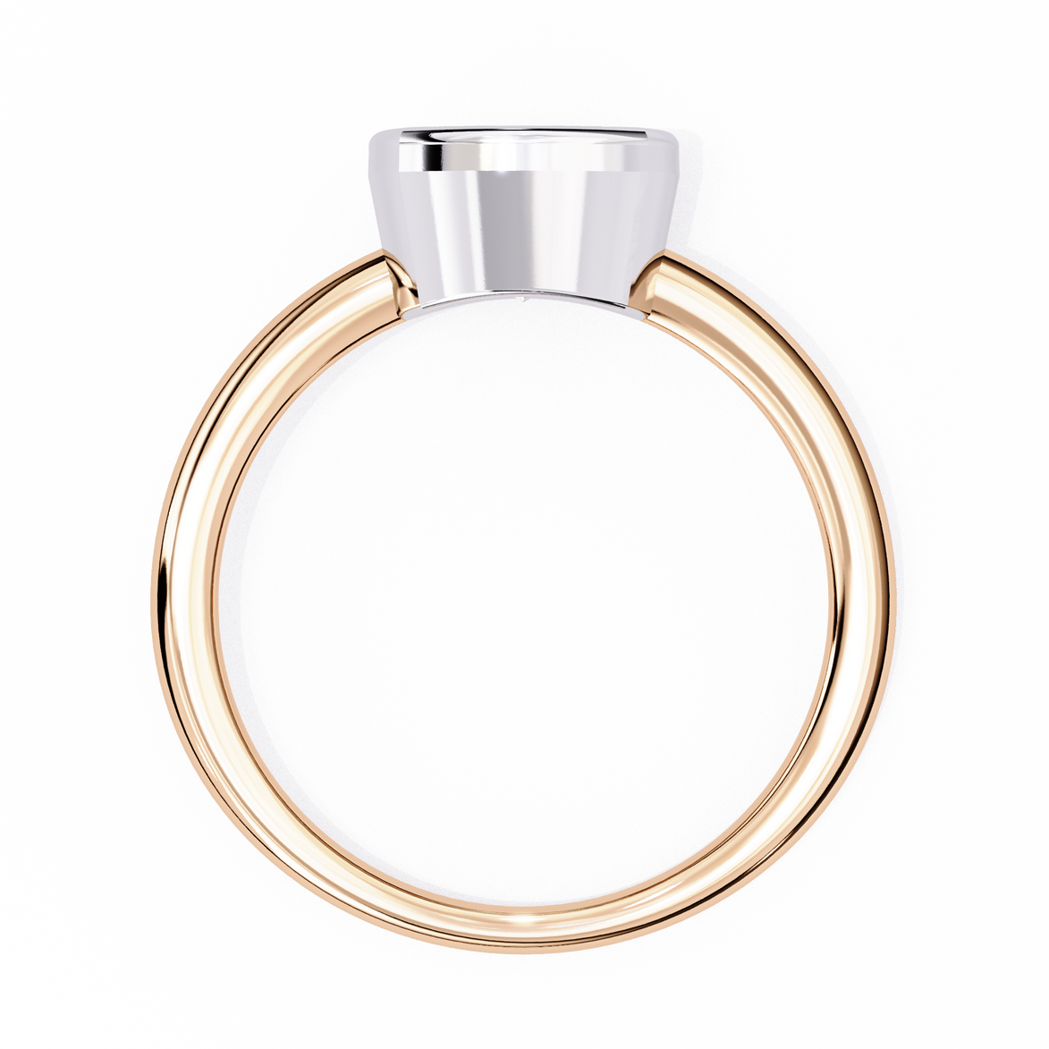 Two-toned ring with gold and silver design on a white background