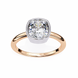 Gold ring with a large diamond on a white background