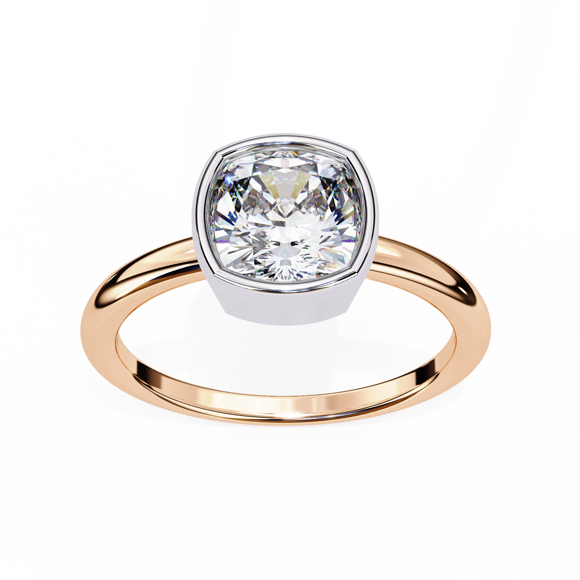 Gold ring with a large diamond on a white background